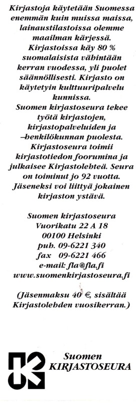 Kirjanmerkki - Suomen Kirjastoseura · Kirjastomuseo